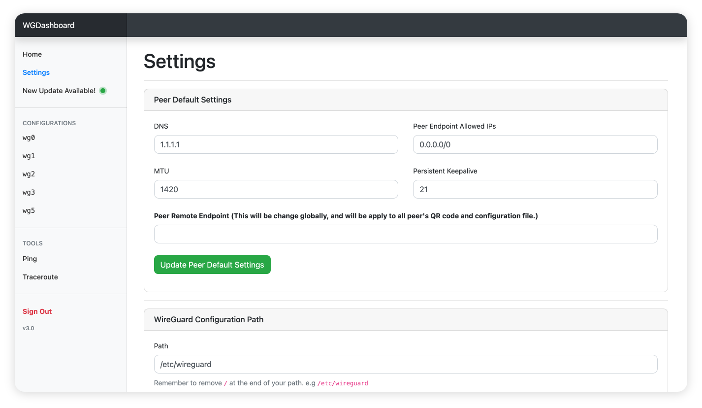 Dashboard Setting